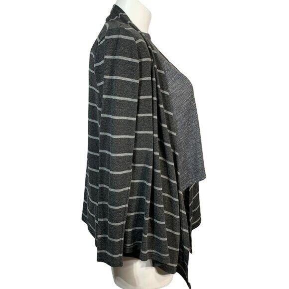 Rue21 Womens Cardigan Sweater Striped Open Drape Front Knit Stretch Gray Large - Picture 2 of 6